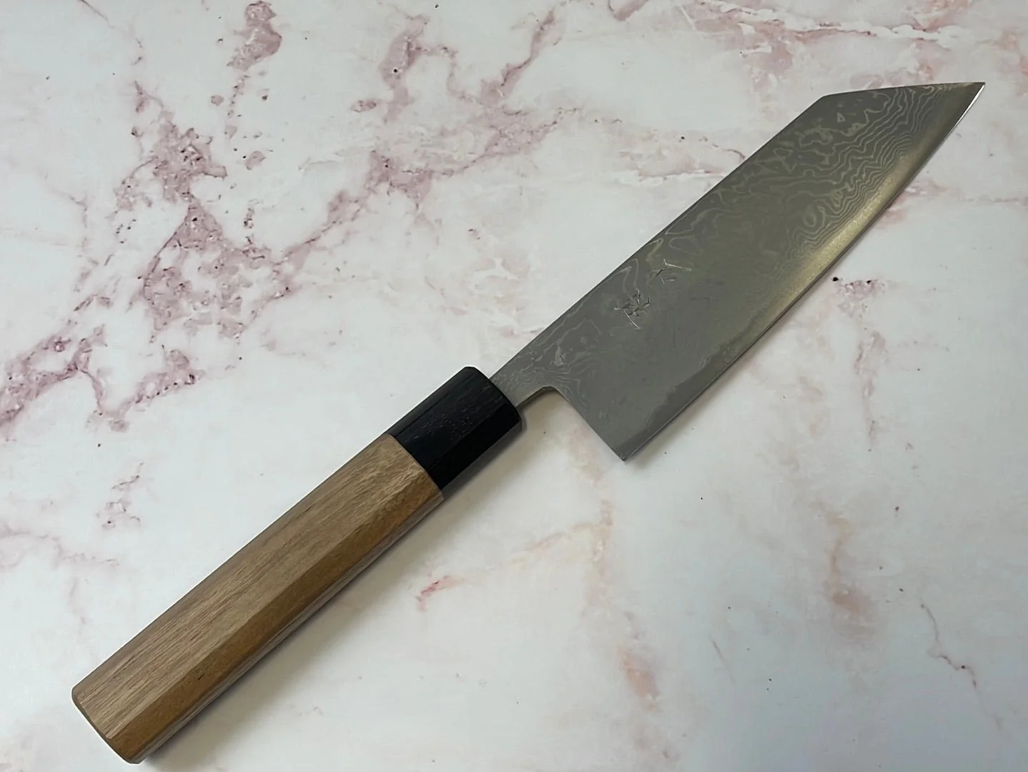 Yoshimune Bunka 165mm Aogami (Blue) #2 Damascus (33 layers) Double-Bevel - Image 10