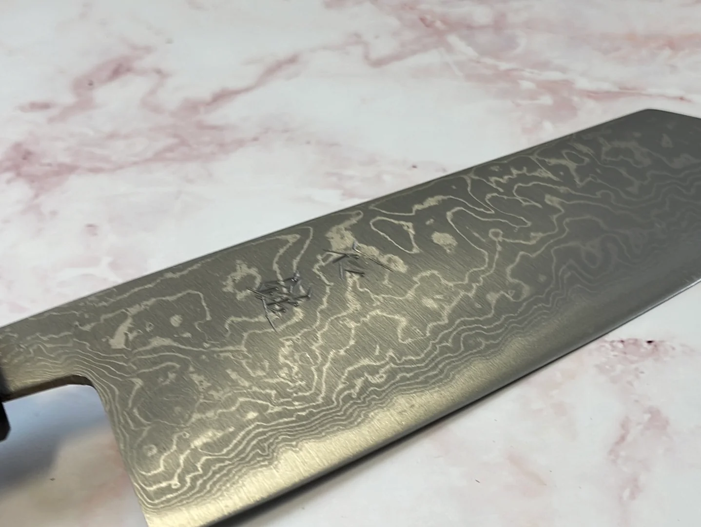 Yoshimune Bunka 165mm Aogami (Blue) #2 Damascus (33 layers) Double-Bevel - Image 13