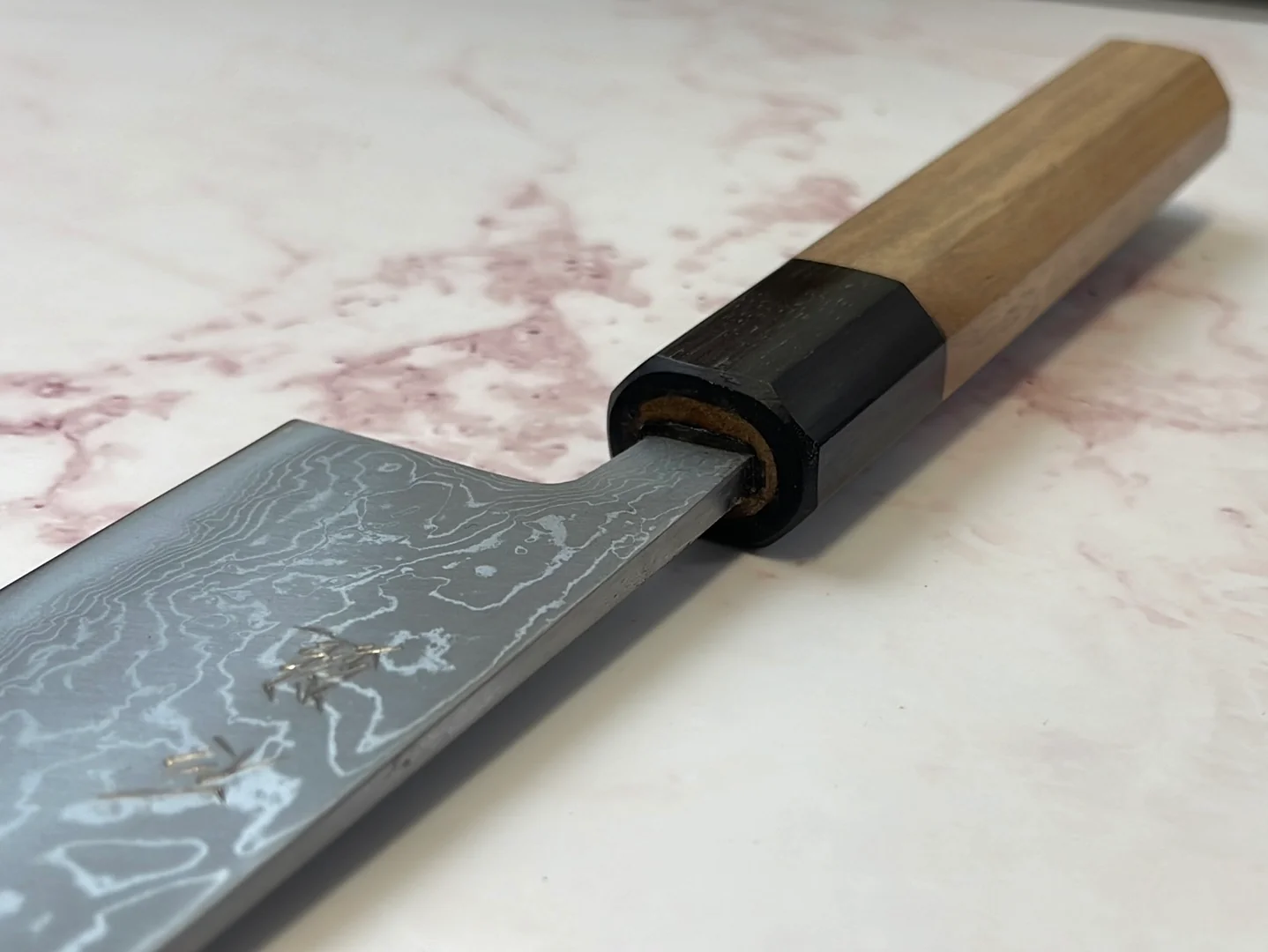 Yoshimune Bunka 165mm Aogami (Blue) #2 Damascus (33 layers) Double-Bevel - Image 15