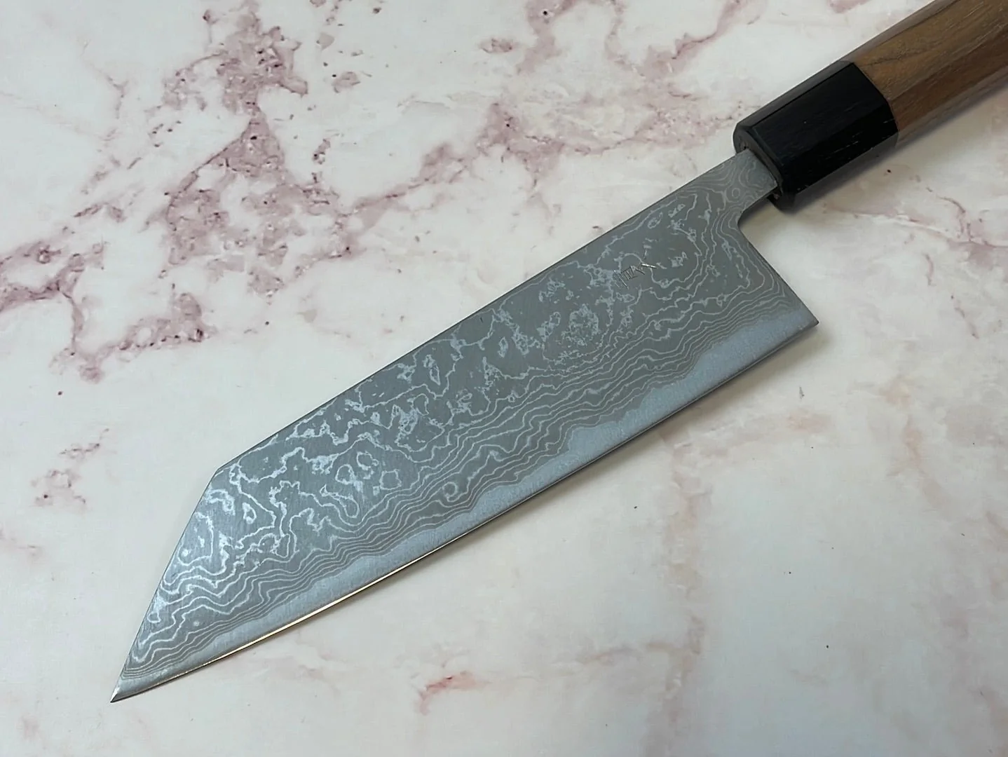 Yoshimune Bunka 165mm Aogami (Blue) #2 Damascus (33 layers) Double-Bevel - Image 3