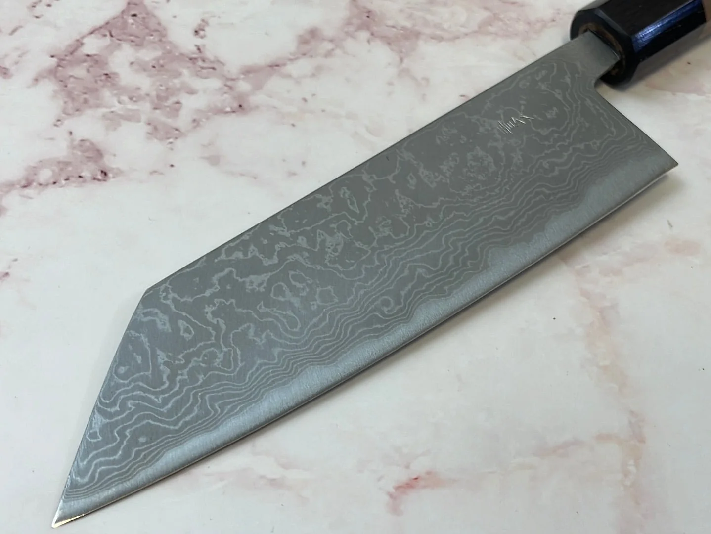 Yoshimune Bunka 165mm Aogami (Blue) #2 Damascus (33 layers) Double-Bevel - Image 4