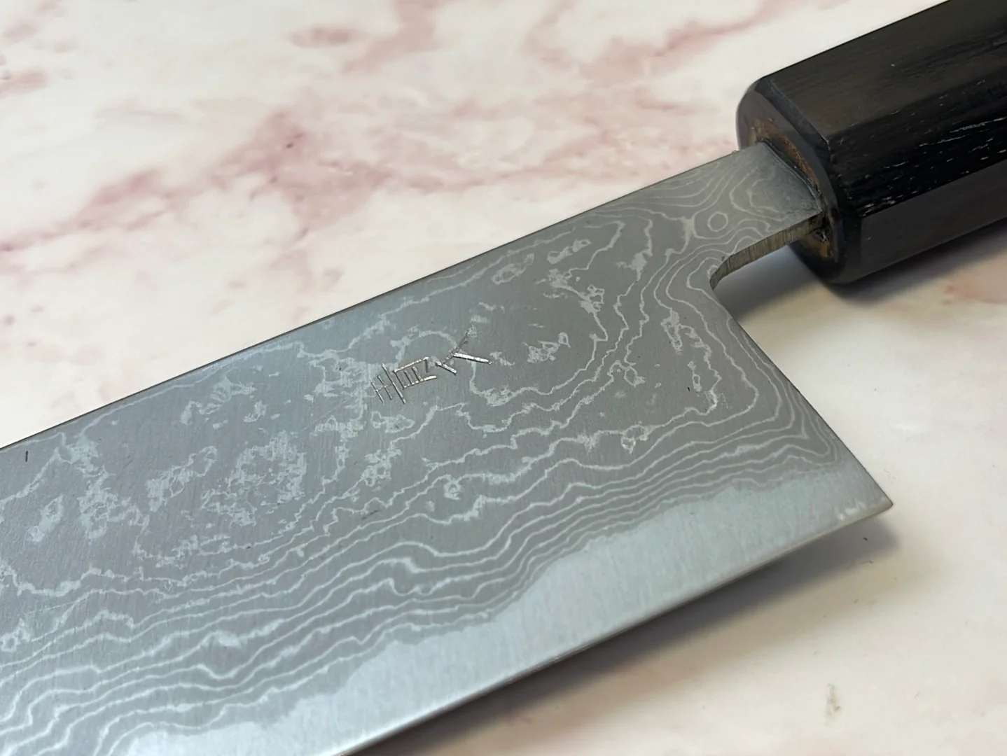 Yoshimune Bunka 165mm Aogami (Blue) #2 Damascus (33 layers) Double-Bevel - Image 5