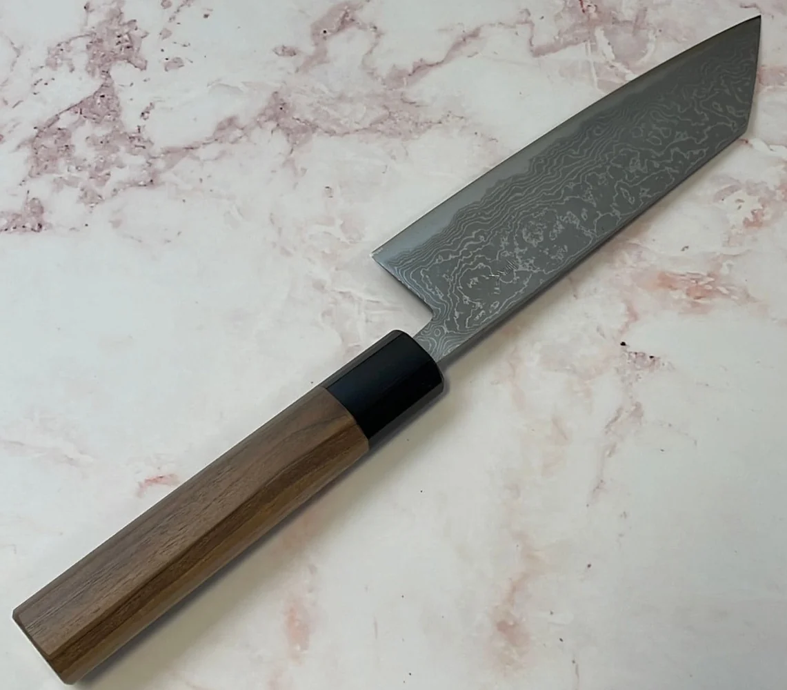 Yoshimune Bunka 165mm Aogami (Blue) #2 Damascus (33 layers) Double-Bevel - Image 8