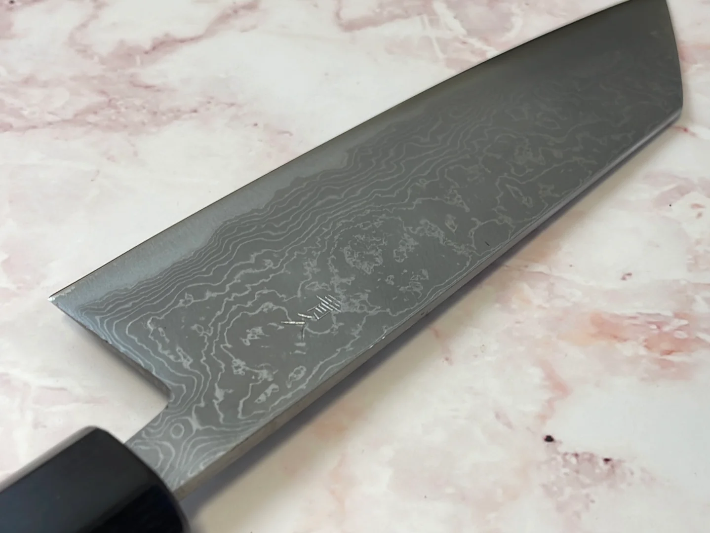 Yoshimune Bunka 165mm Aogami (Blue) #2 Damascus (33 layers) Double-Bevel - Image 9