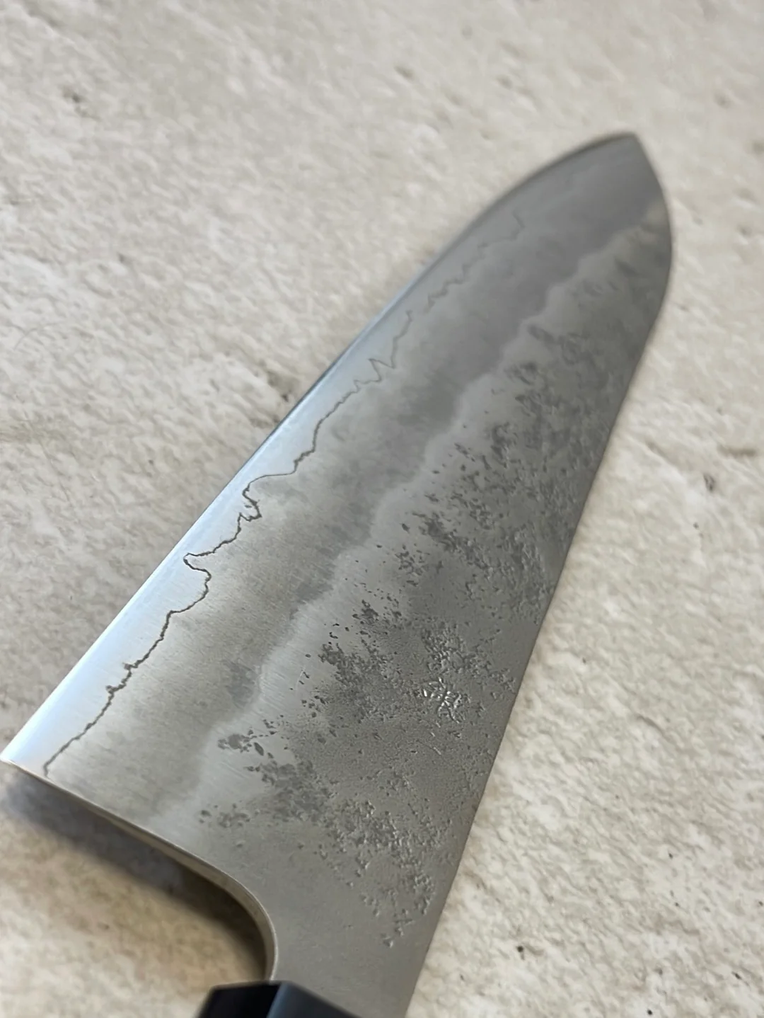 Yoshimune Gyuto 210 mm (8.3 in) Ginsan (Silver #3) Nashiji finish Double-Bevel Walnut Octagonal Handle - Image 15