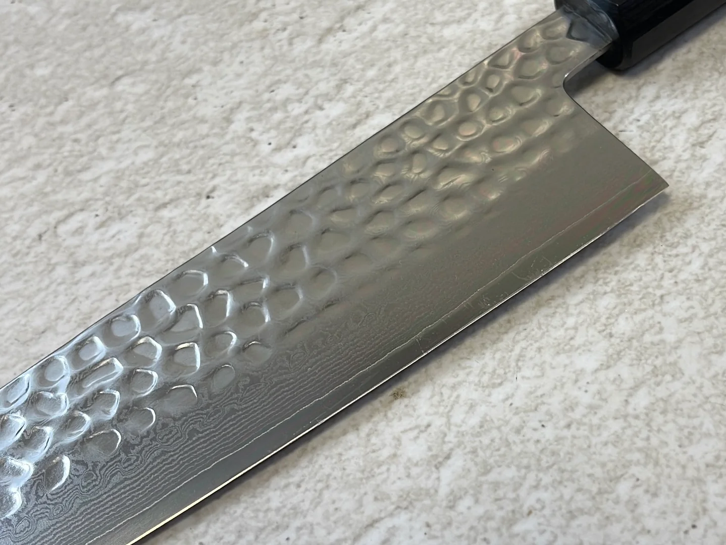 Yoshimune Gyuto 210mm VG10 Damascus Steel Double-Bevel Rose Wood Octagonal Handle - Image 12