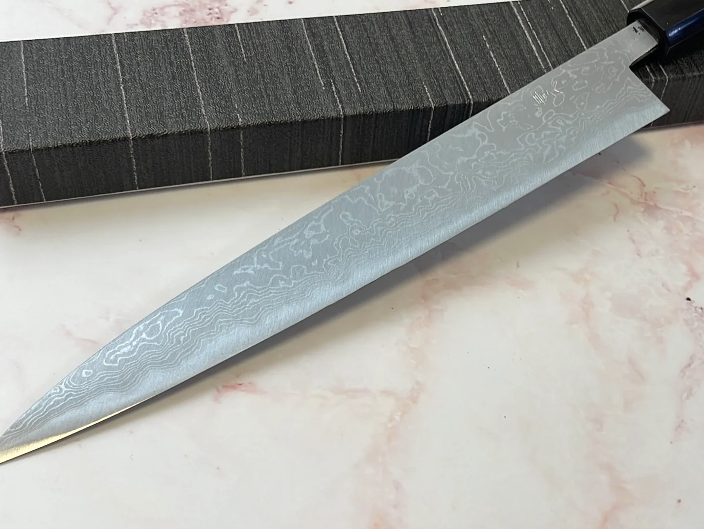 Yoshimune Sujihiki 240mm(9.4 in) Aogami (Blue) No.2 Damascus (33 layers) Double-Bevel - Image 2