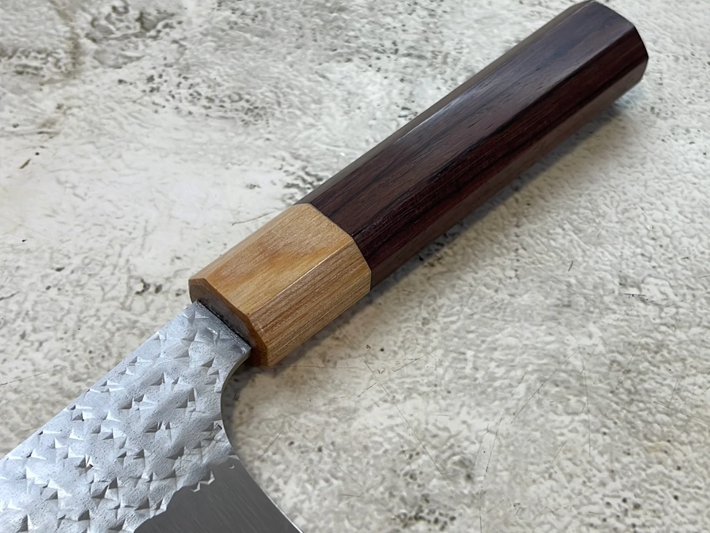 Yu Kurosaki R2(SG2) Hammered SENKO-EI WA RS8H Japanese Gyuto 210mm with Brown-Ring Octagonal Handle - Image 15