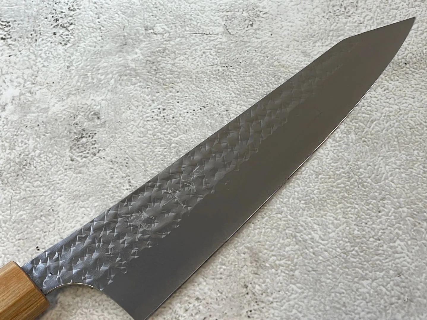 Yu Kurosaki R2(SG2) Hammered SENKO-EI WA RS8H Japanese Gyuto 210mm with Brown-Ring Octagonal Handle - Image 5