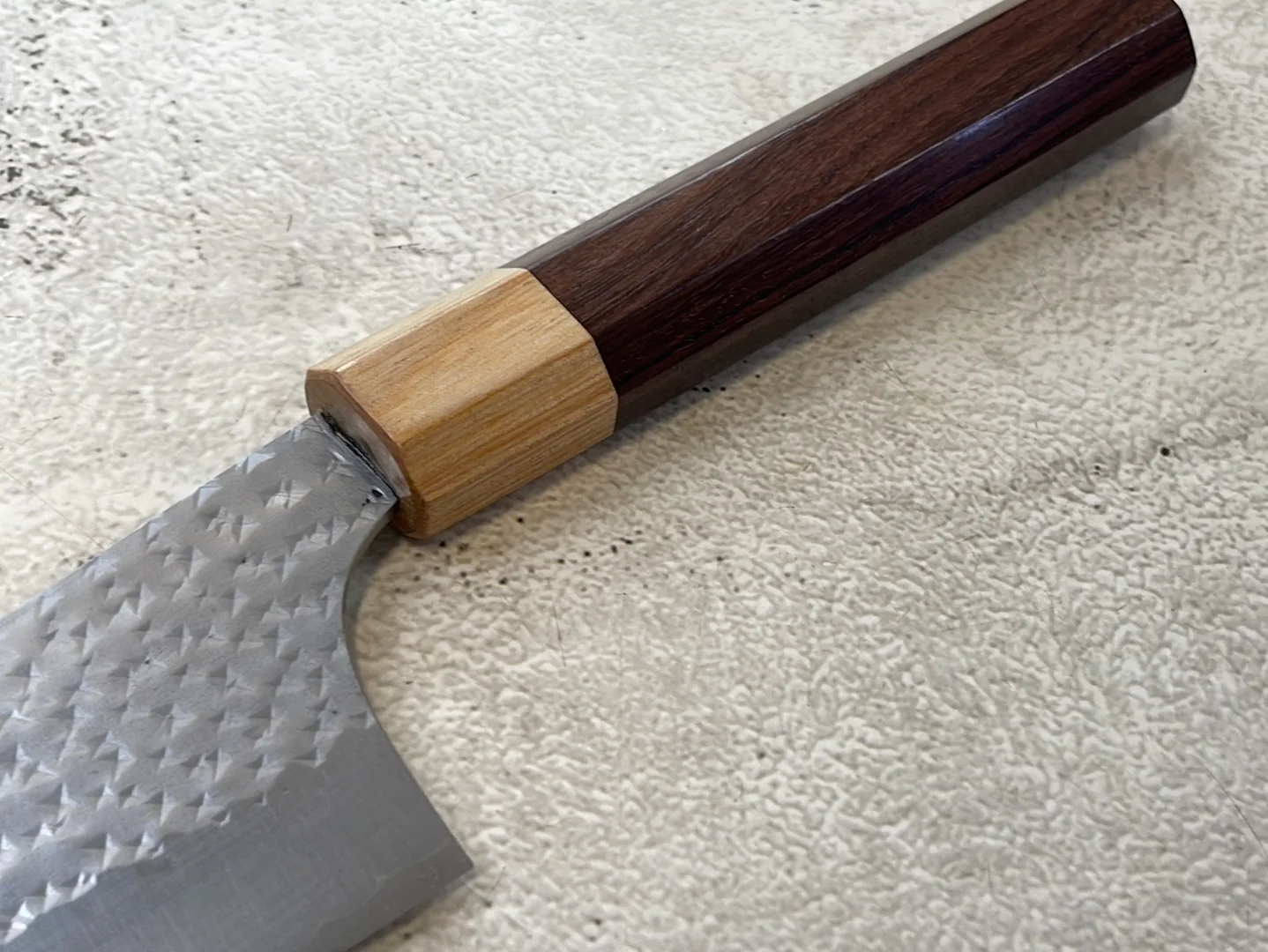 Yu Kurosaki R2(SG2) Hammered SENKO-EI WA RS8H Japanese Gyuto 240mm with Brown-Ring Octagonal Handle - Image 14