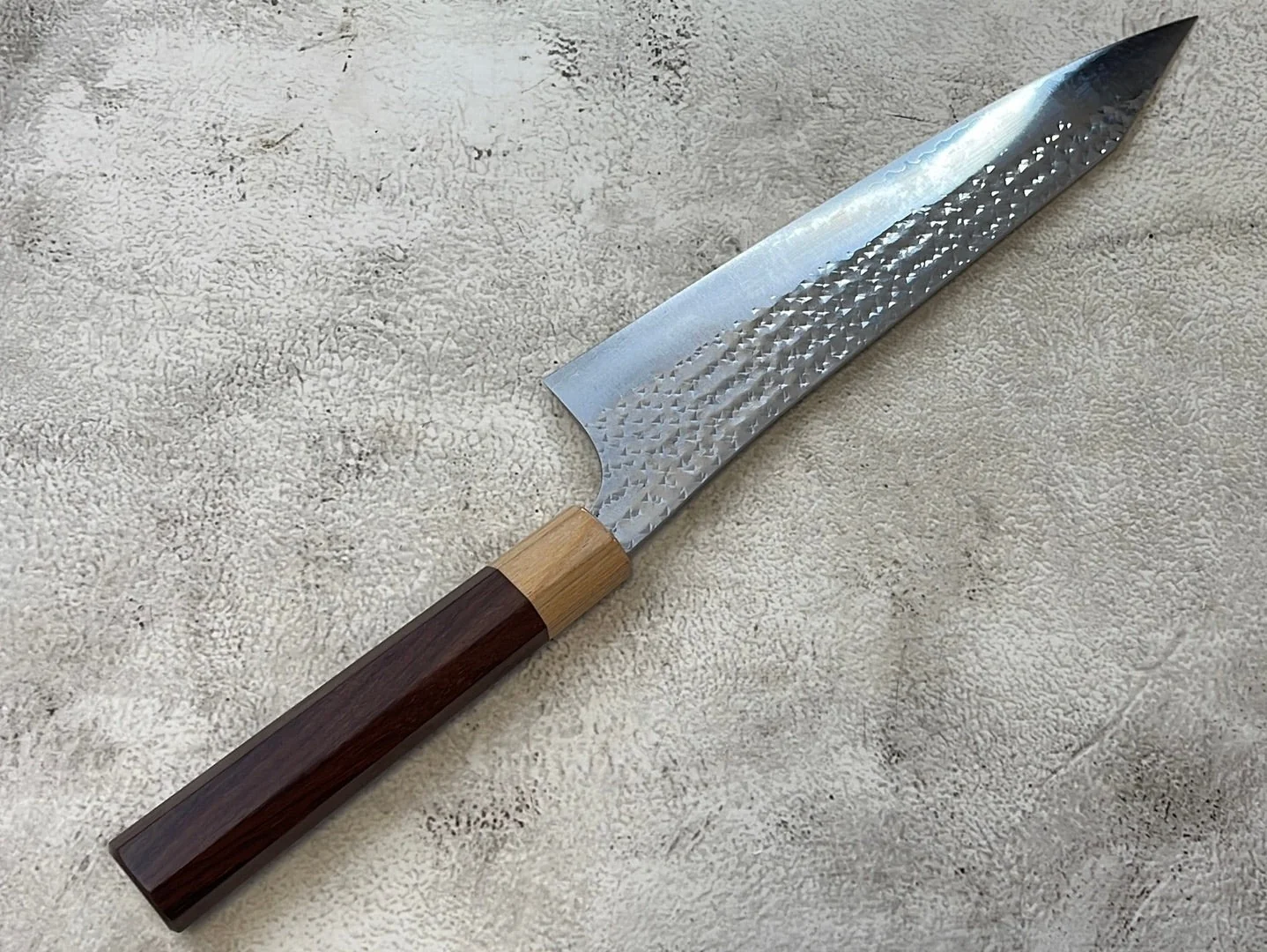 Yu Kurosaki R2(SG2) Hammered SENKO-EI WA RS8H Japanese Gyuto 240mm with Brown-Ring Octagonal Handle - Image 15