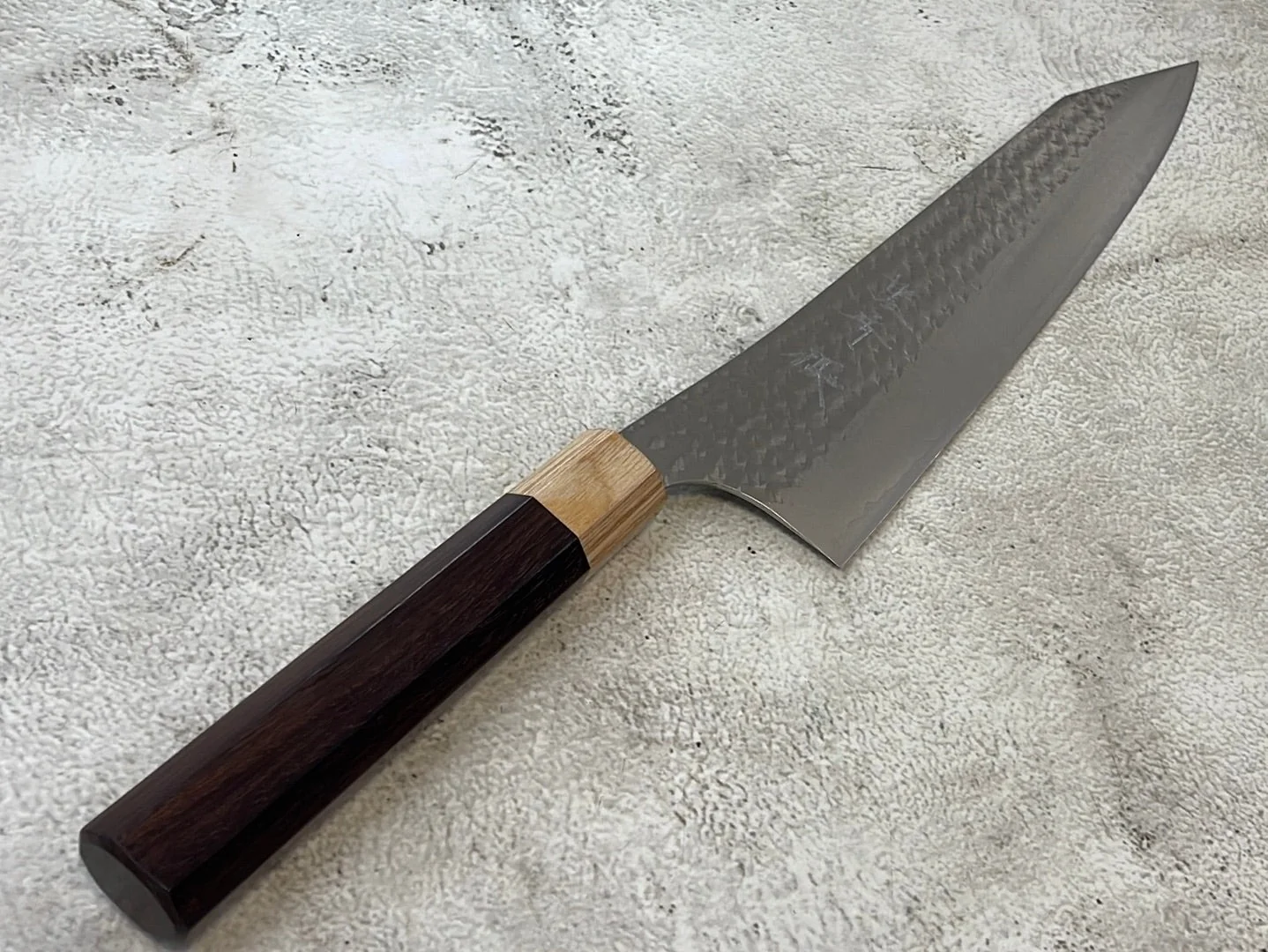 Yu Kurosaki R2(SG2) Hammered SENKO-EI WA RS8H Japanese Gyuto 240mm with Brown-Ring Octagonal Handle - Image 3
