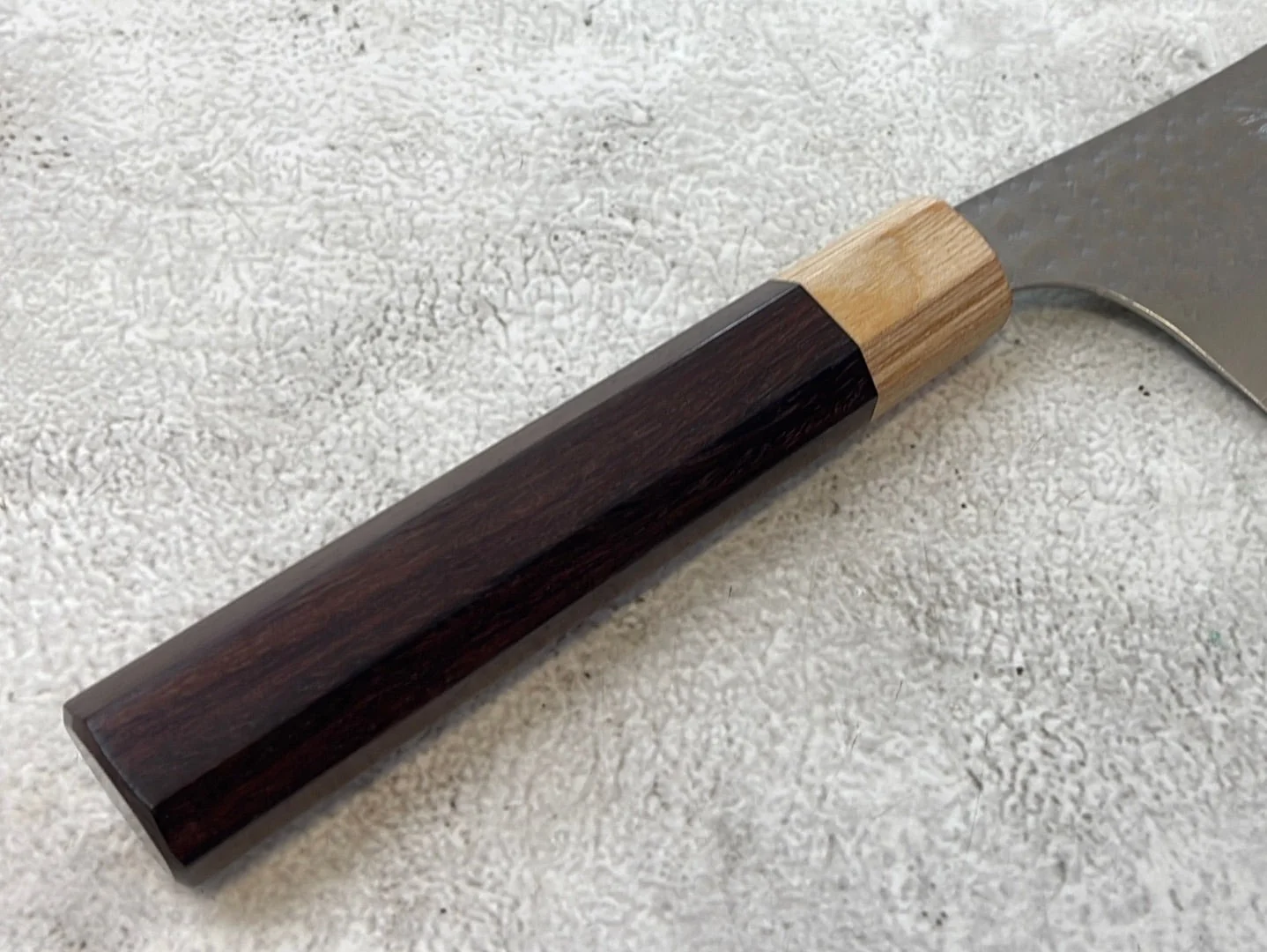 Yu Kurosaki R2(SG2) Hammered SENKO-EI WA RS8H Japanese Gyuto 240mm with Brown-Ring Octagonal Handle - Image 4