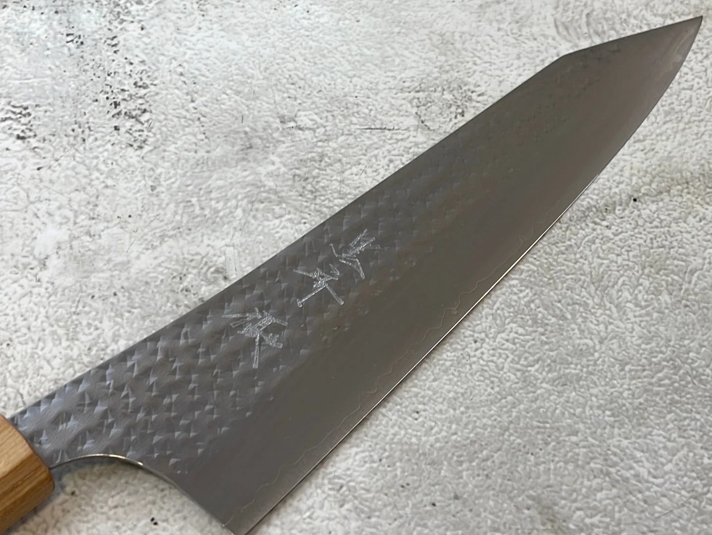Yu Kurosaki R2(SG2) Hammered SENKO-EI WA RS8H Japanese Gyuto 240mm with Brown-Ring Octagonal Handle - Image 5