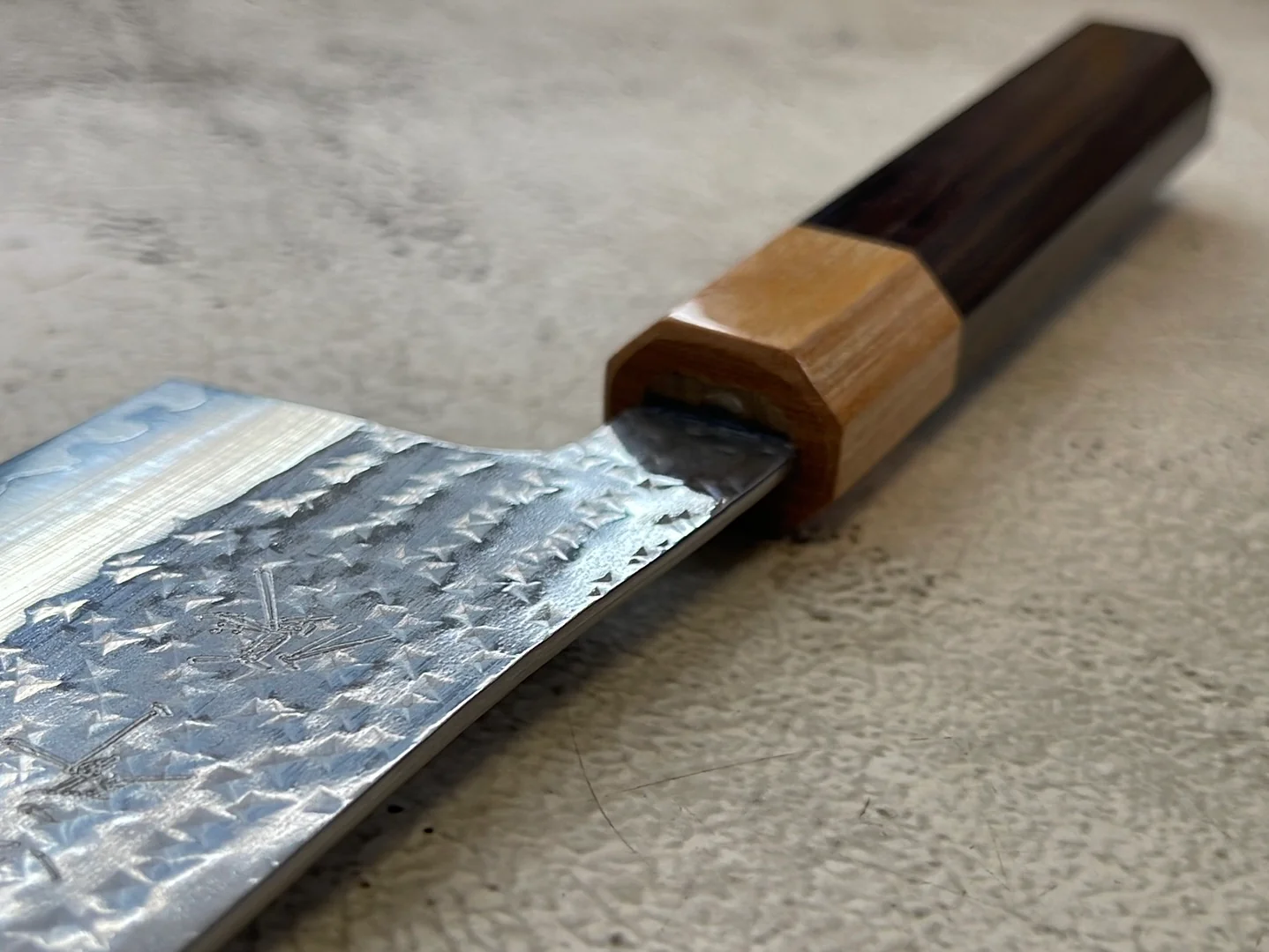 Yu Kurosaki R2(SG2) Hammered SENKO-EI WA RS8H Japanese Nakiri 165mm with Brown-Ring Octagonal Handle - Image 10