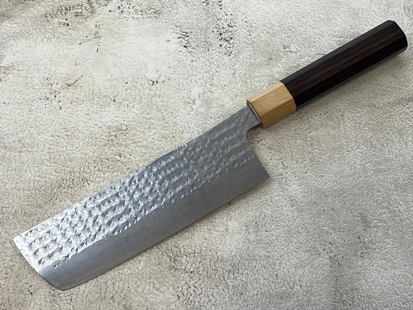 Yu Kurosaki R2(SG2) Hammered SENKO-EI WA RS8H Japanese Nakiri 165mm with Brown-Ring Octagonal Handle - Image 11