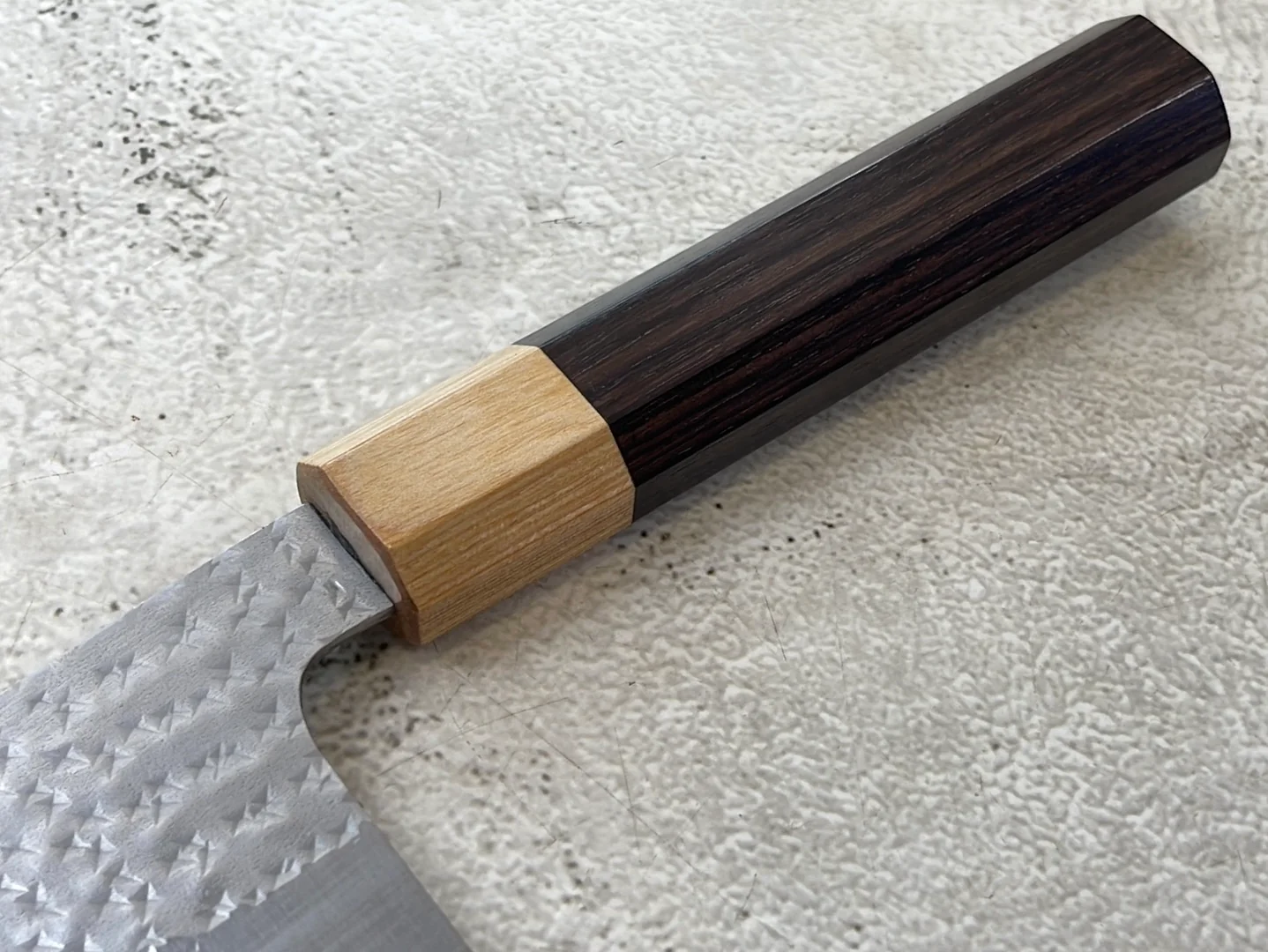 Yu Kurosaki R2(SG2) Hammered SENKO-EI WA RS8H Japanese Nakiri 165mm with Brown-Ring Octagonal Handle - Image 14