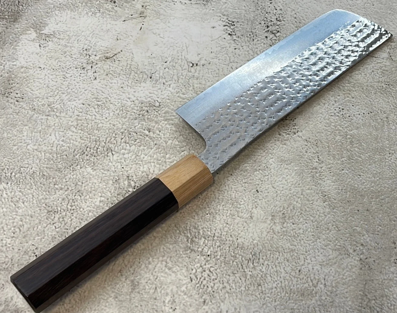Yu Kurosaki R2(SG2) Hammered SENKO-EI WA RS8H Japanese Nakiri 165mm with Brown-Ring Octagonal Handle - Image 15