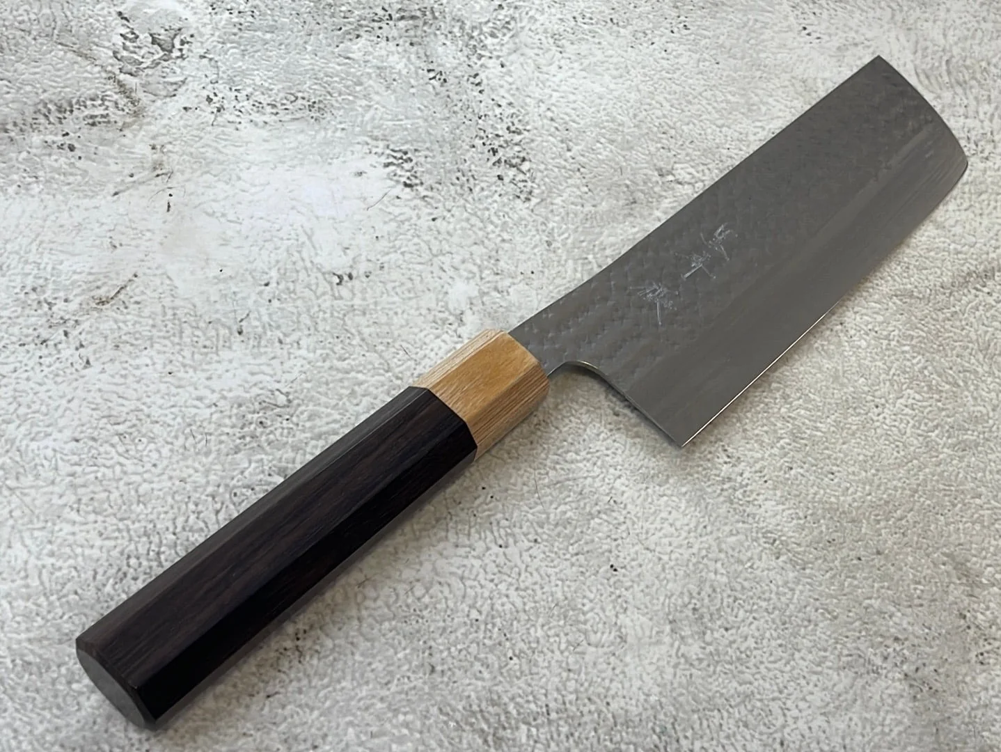 Yu Kurosaki R2(SG2) Hammered SENKO-EI WA RS8H Japanese Nakiri 165mm with Brown-Ring Octagonal Handle - Image 3