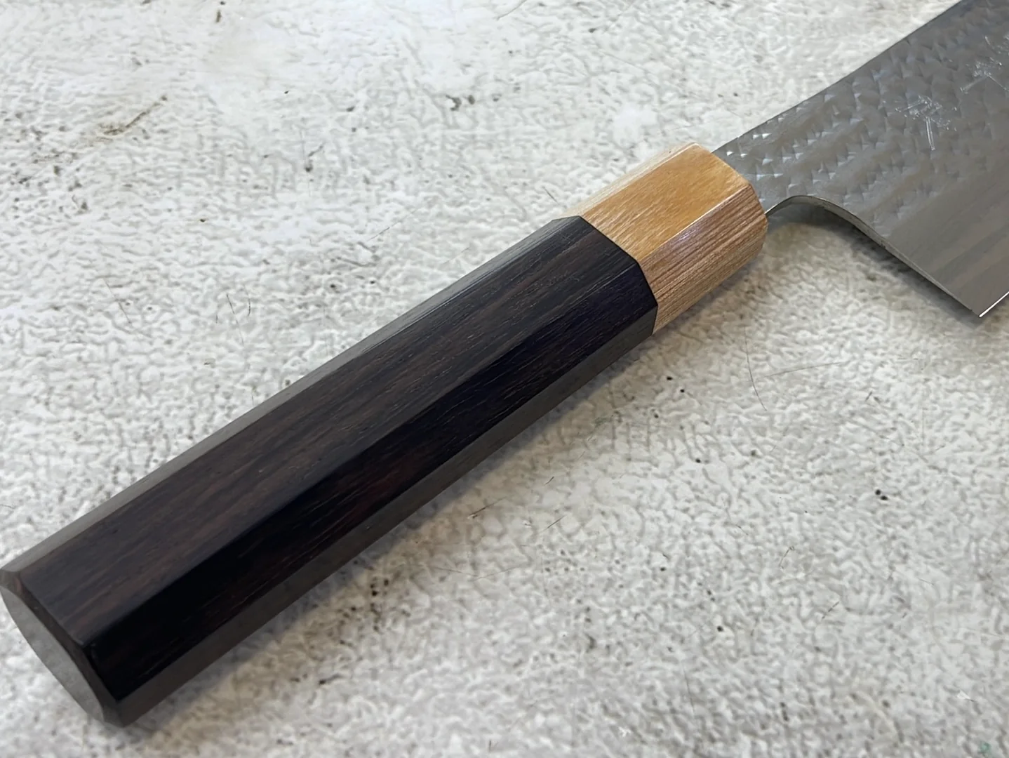 Yu Kurosaki R2(SG2) Hammered SENKO-EI WA RS8H Japanese Nakiri 165mm with Brown-Ring Octagonal Handle - Image 4