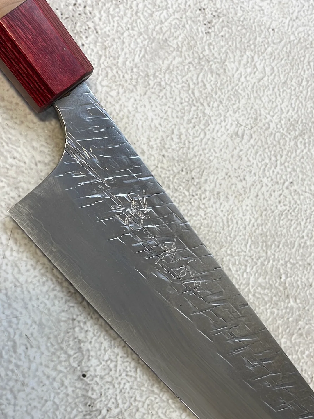 Yu Kurosaki Raijin Gyuto 210mm with Red Cherry Octagonal Handle - Image 13