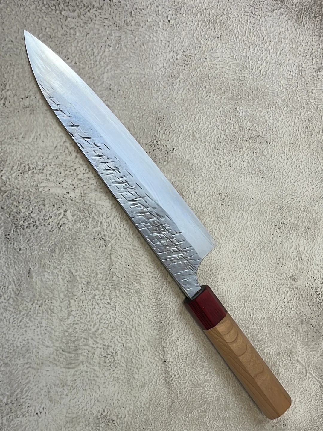 Yu Kurosaki Raijin Gyuto 210mm with Red Cherry Octagonal Handle - Image 14