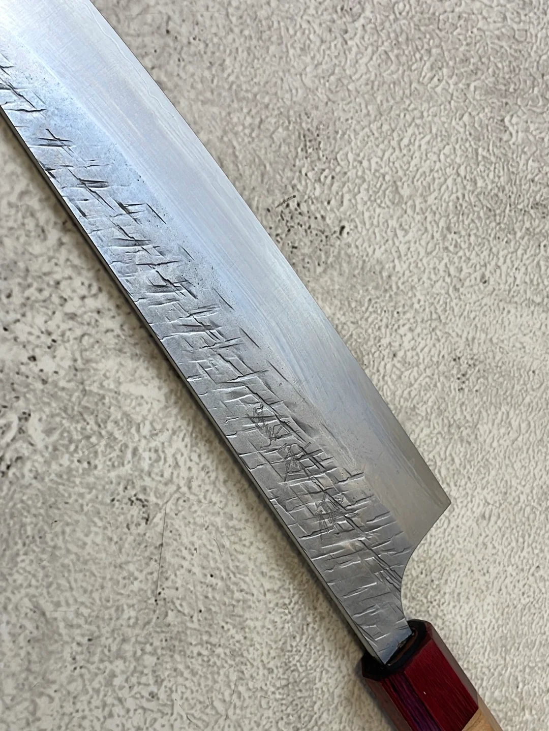 Yu Kurosaki Raijin Gyuto 210mm with Red Cherry Octagonal Handle - Image 15
