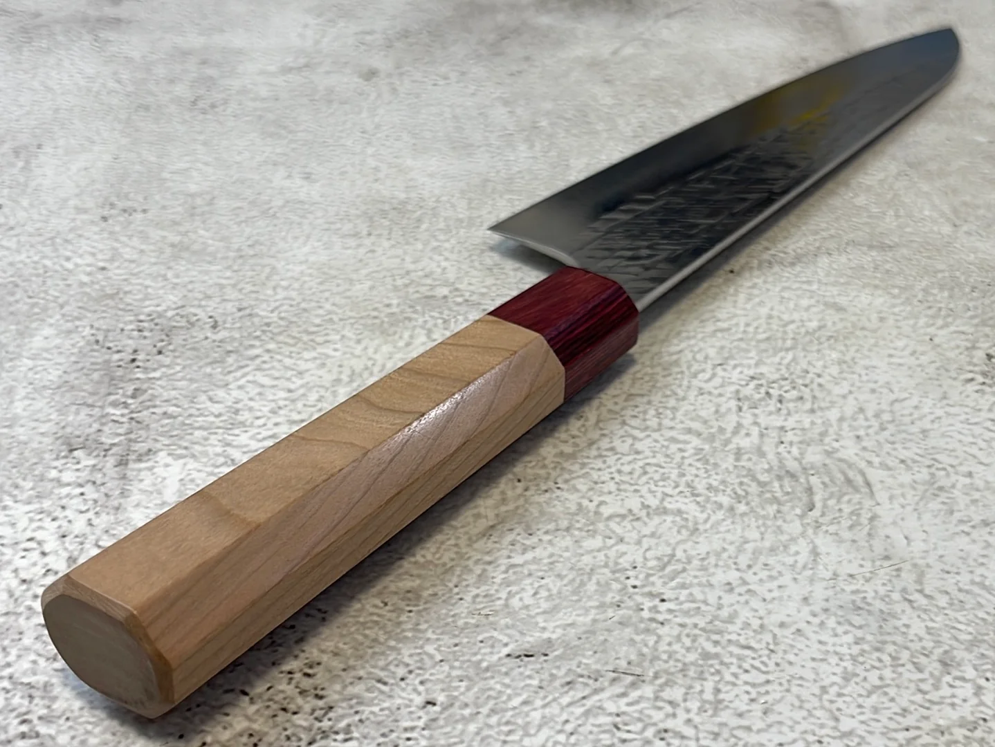 Yu Kurosaki Raijin Gyuto 210mm with Red Cherry Octagonal Handle - Image 9